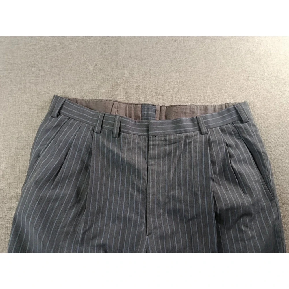 Oxxford Cloth Suit Mens 44 Gray Striped Wool Half Lined Lightweight Pants 36X29